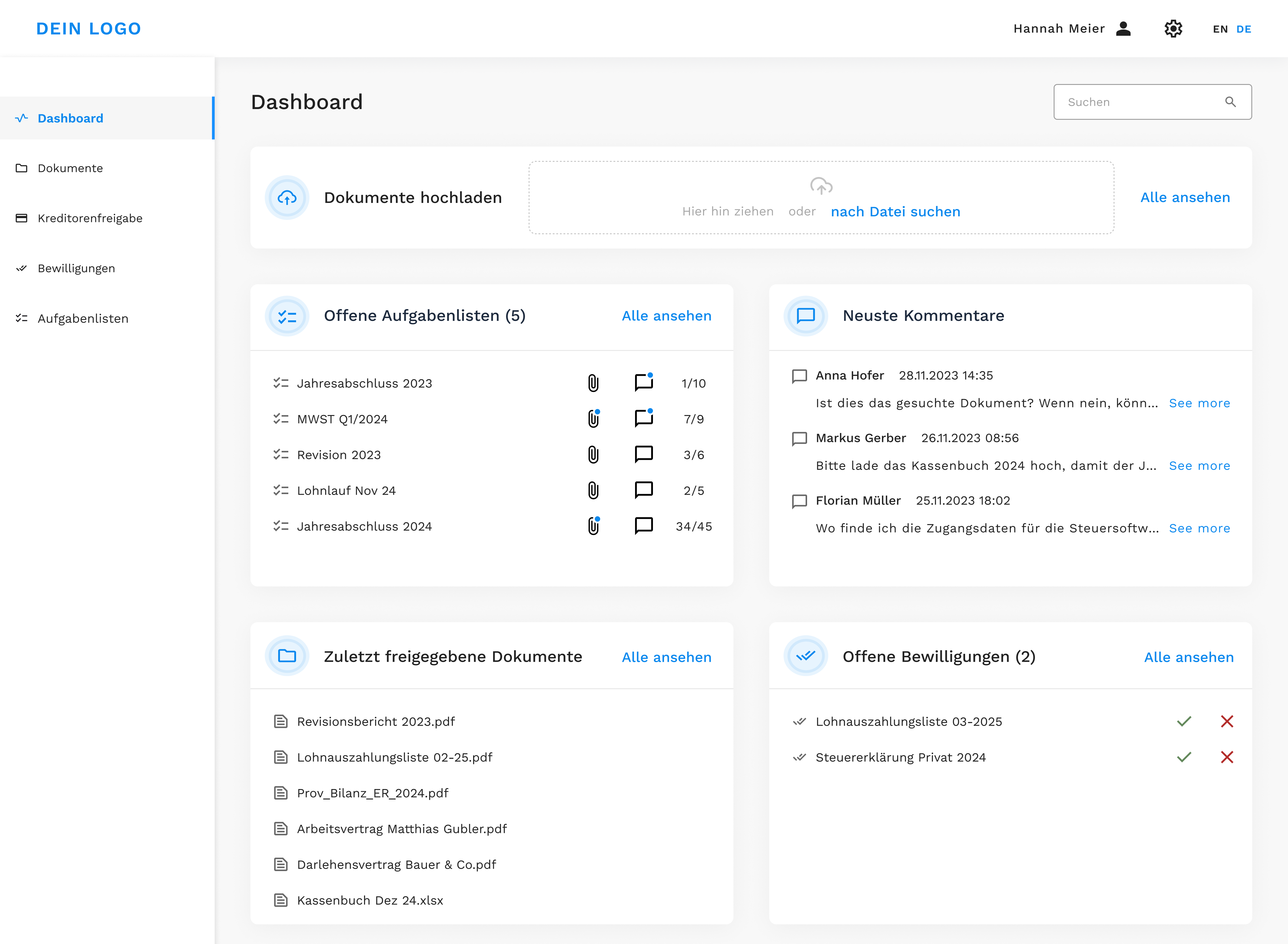 Treuhand Portal Home Seite